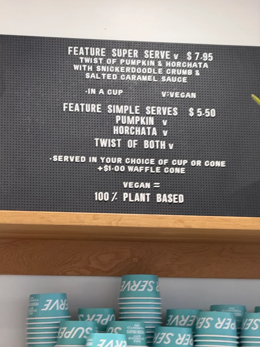 Menu, Super Serve