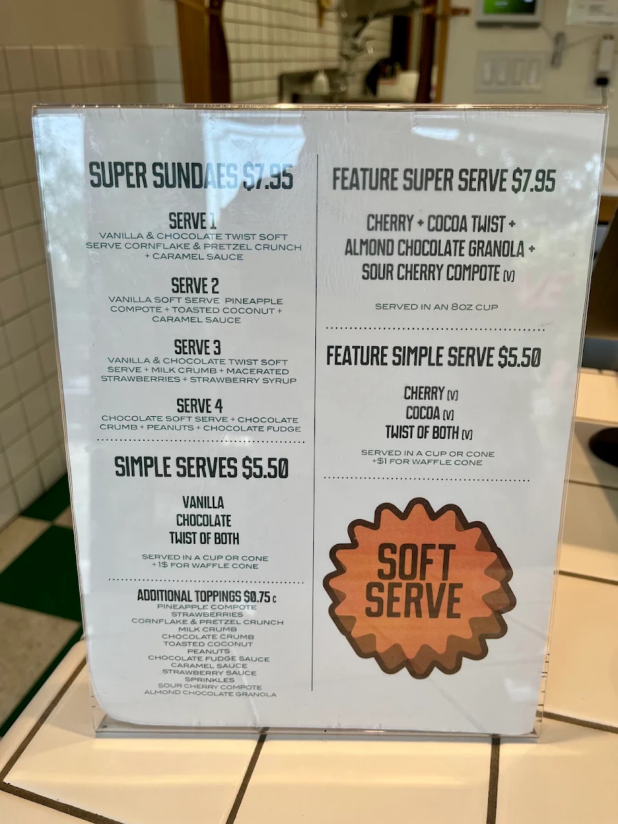 Menu, Super Serve