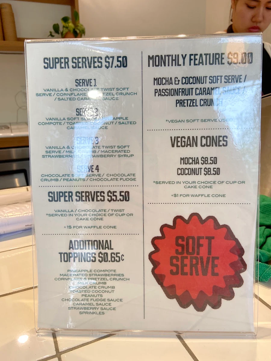 Menu, Super Serve