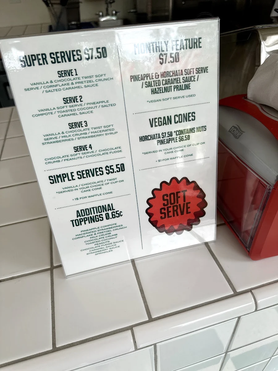 Menu, Super Serve