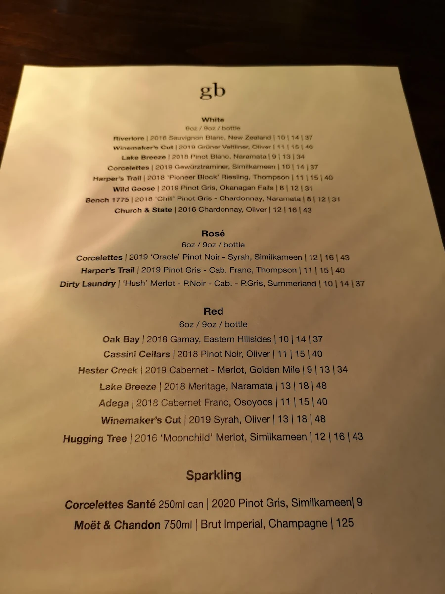 Menu, District Bar Restaurant Garrison