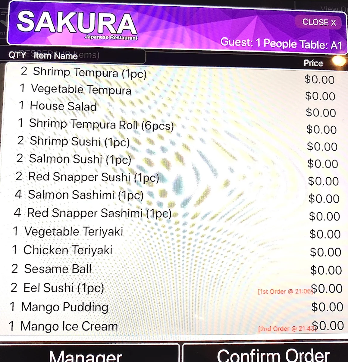 Menu, Sakura Japanese Restaurant