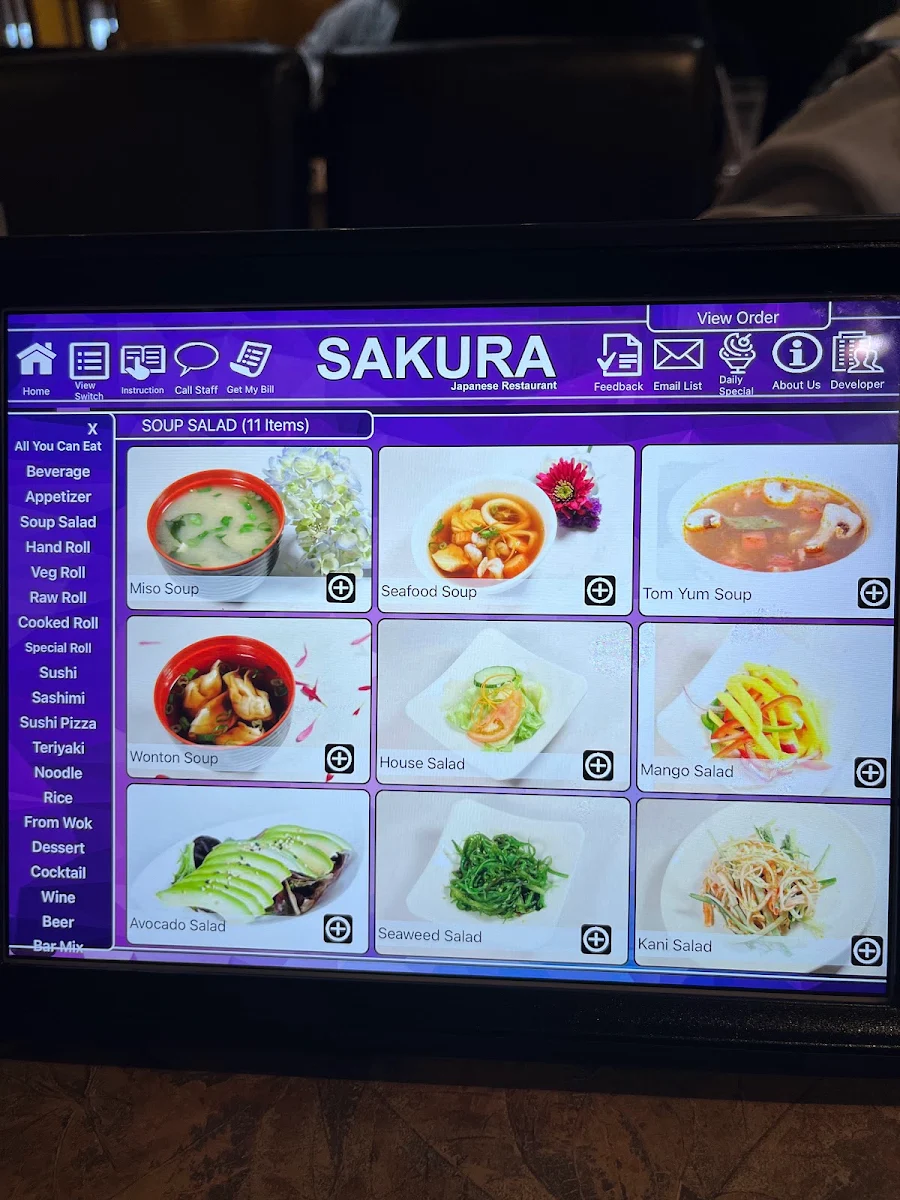 Menu, Sakura Japanese Restaurant