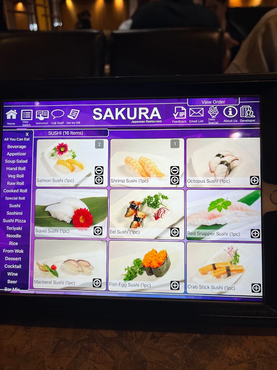 Menu, Sakura Japanese Restaurant