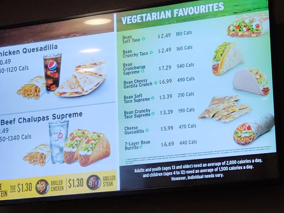 Menu, Taco Bell