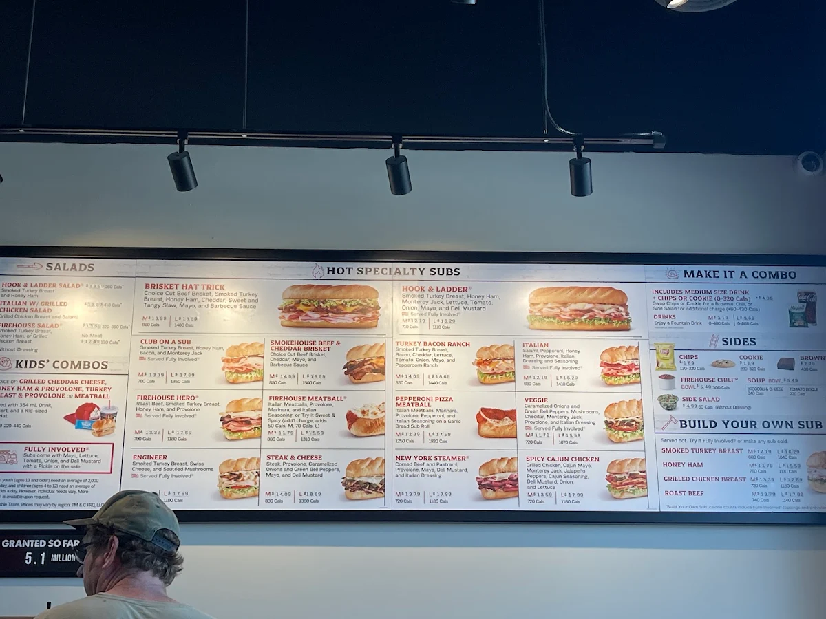 Menu, Firehouse Subs Bedford Hogan Court