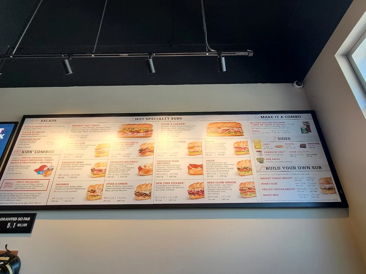 Menu, Firehouse Subs Bedford Hogan Court