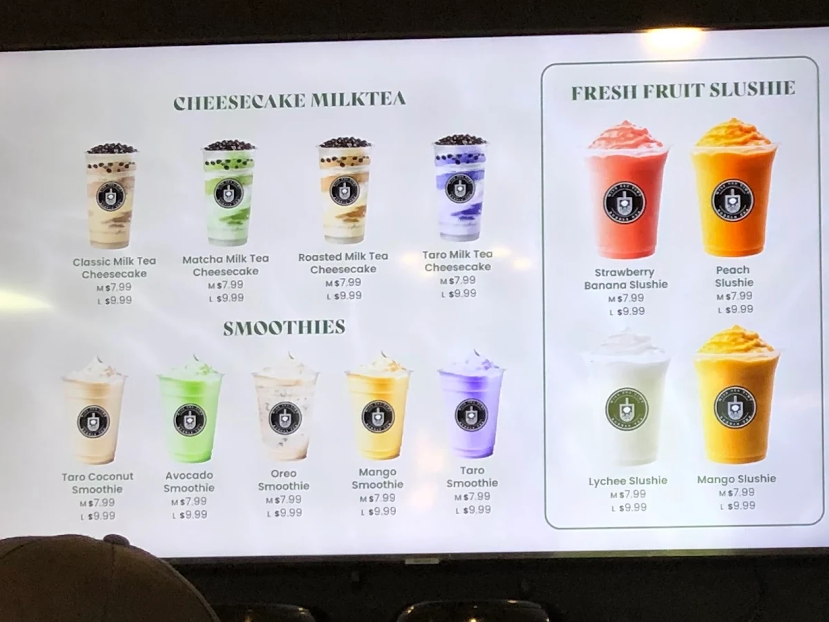 Menu, Miss Tea Time Bubble Tea