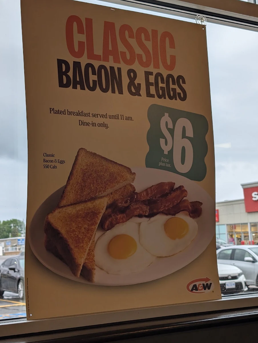 Menu, A&W Canada