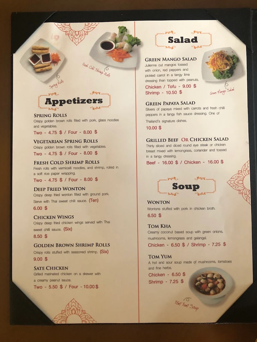 Menu, Thai Coconut Island