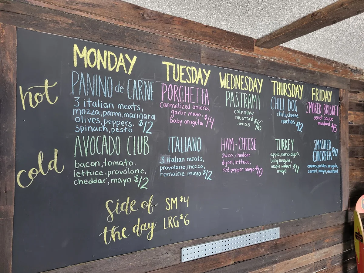 Menu, Back Street Deli