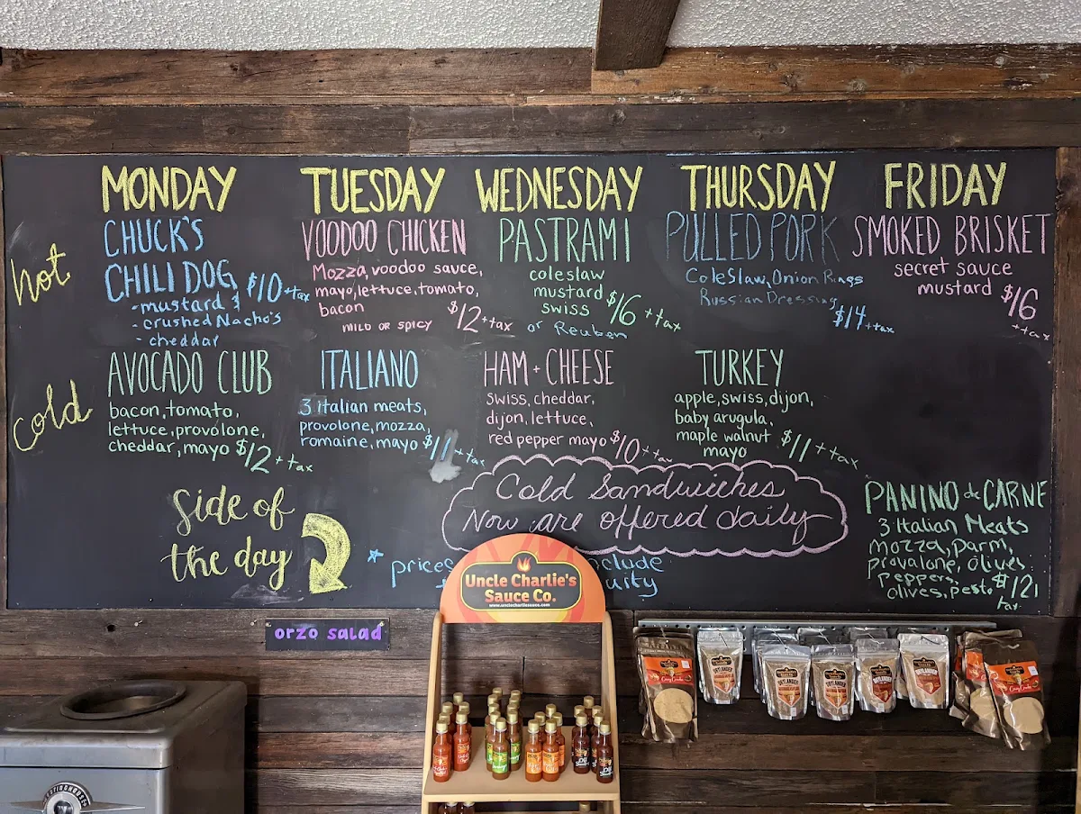 Menu, Back Street Deli