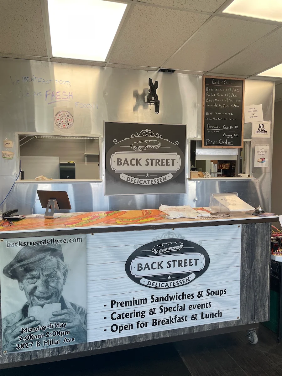 Menu, Back Street Deli