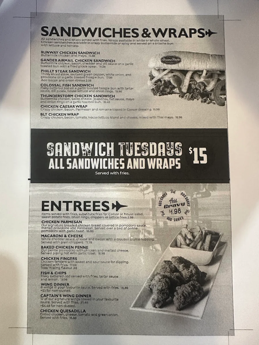 Menu, Wing'n It