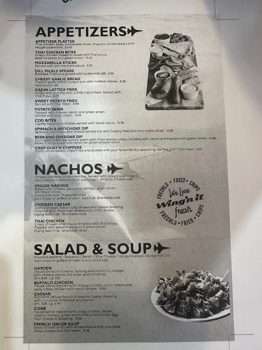 Menu, Wing'n It