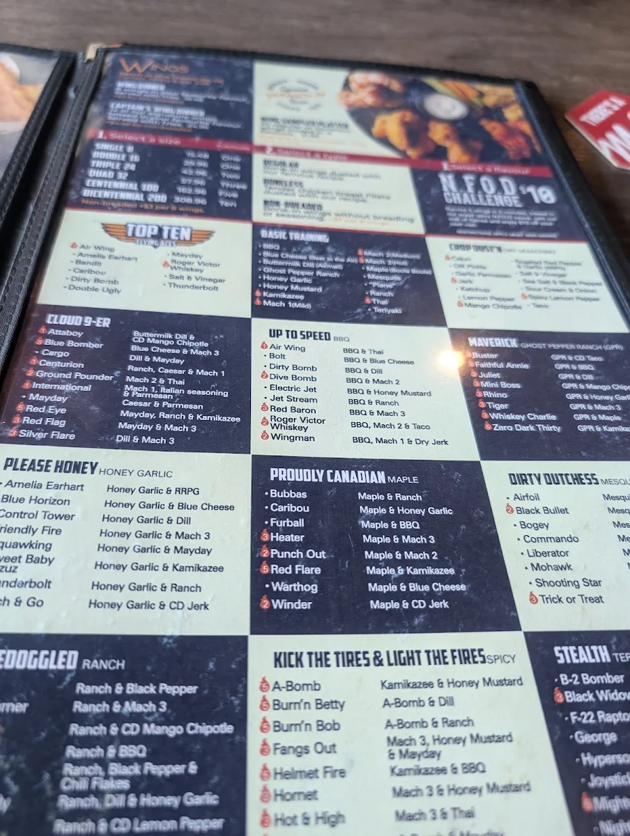 Menu, Wing'n It