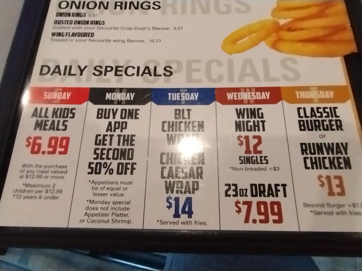 Menu, Wing'n It