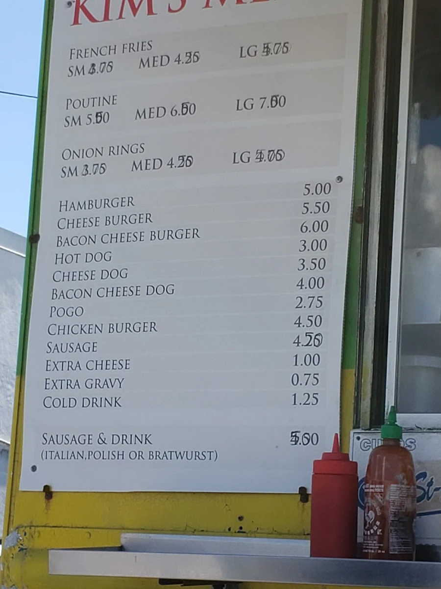 Menu, Kim's Chip Wagon