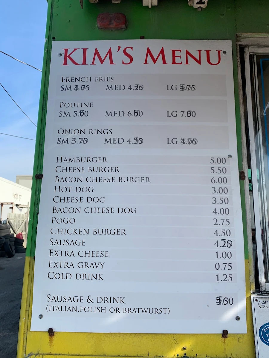 Menu, Kim's Chip Wagon