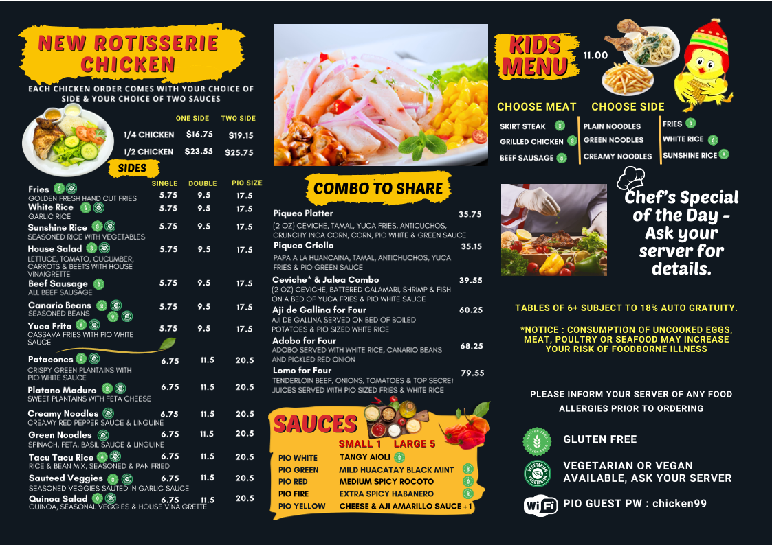 Menu, Pio Peruvian