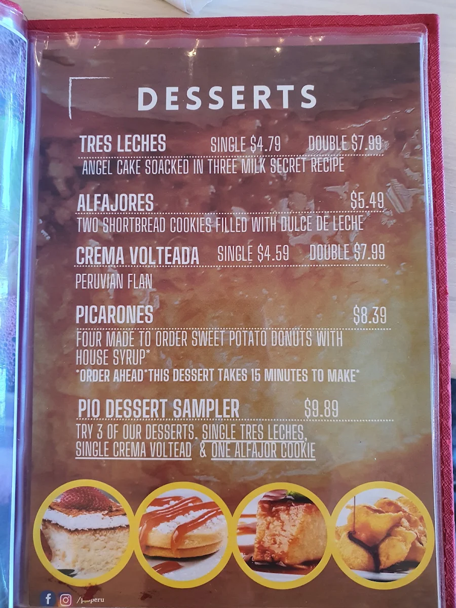 Menu, Pio Peruvian