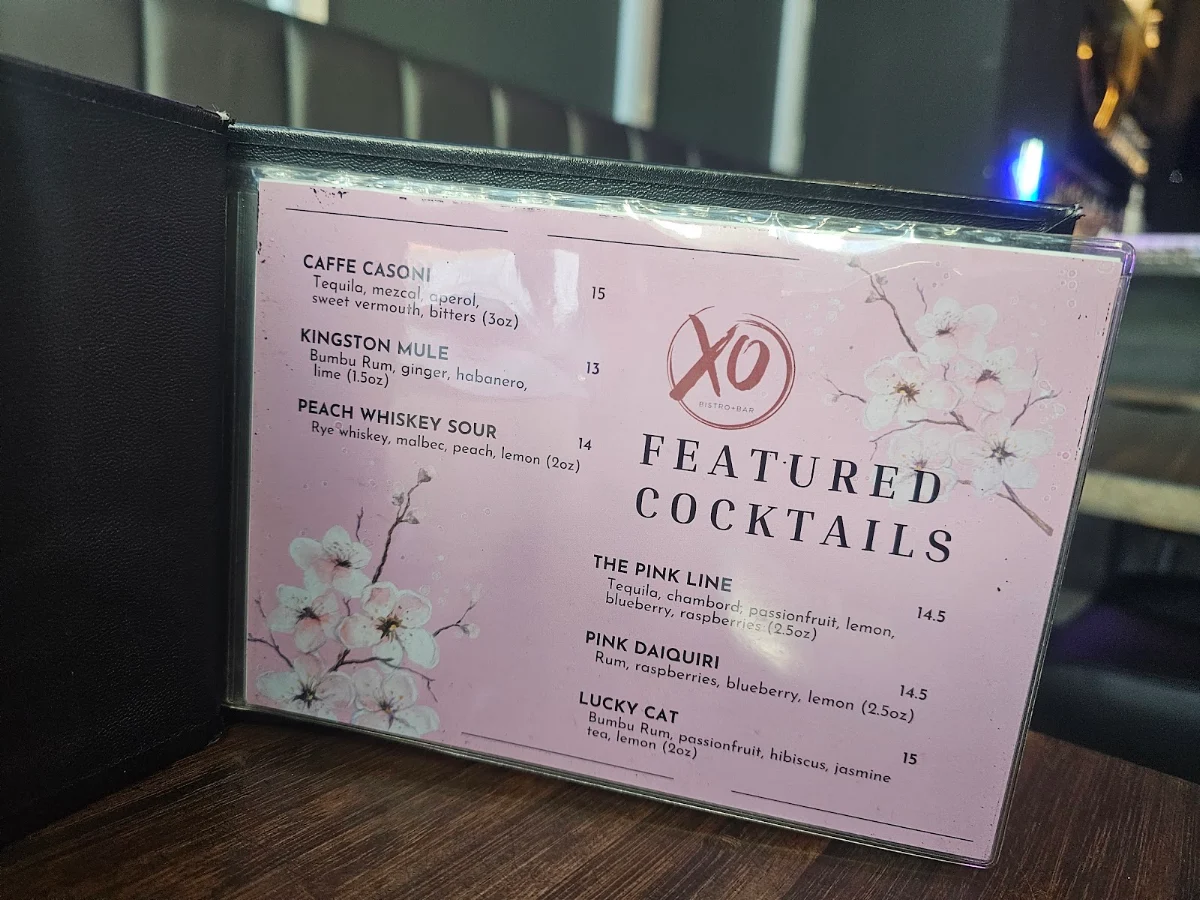 Menu, XO Bistro + Bar Downtown