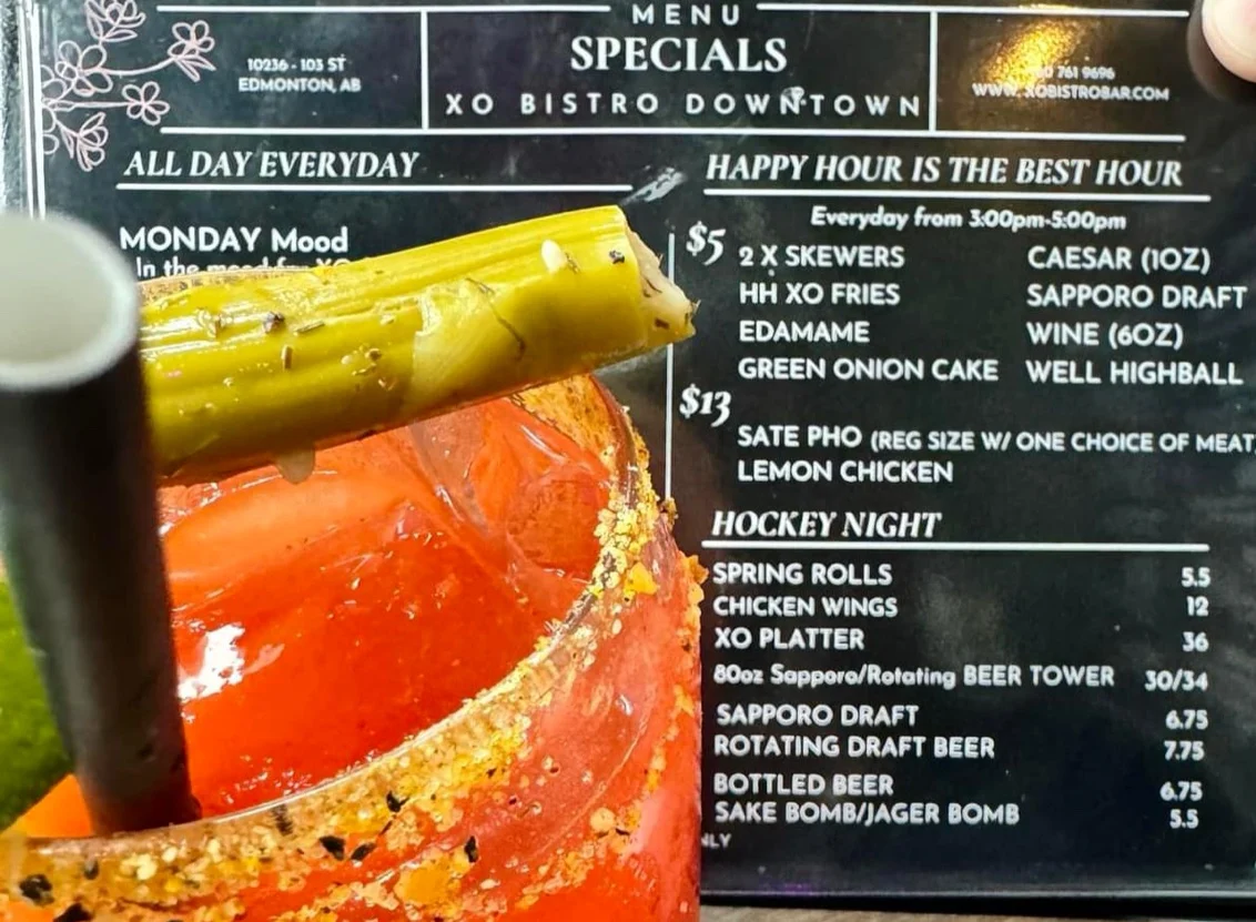 Menu, XO Bistro + Bar Downtown