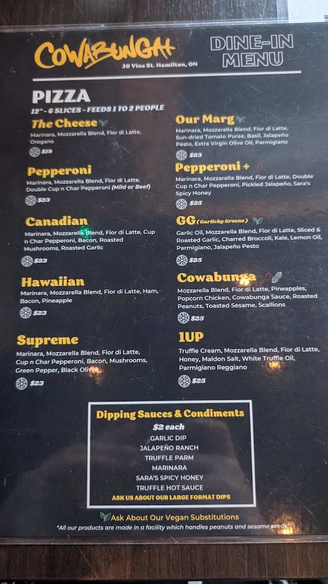 Menu, Cowabunga+