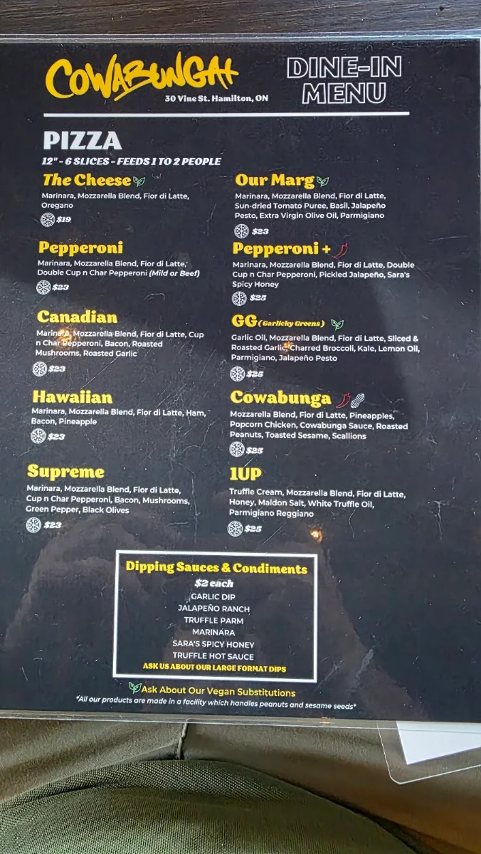 Menu, Cowabunga+