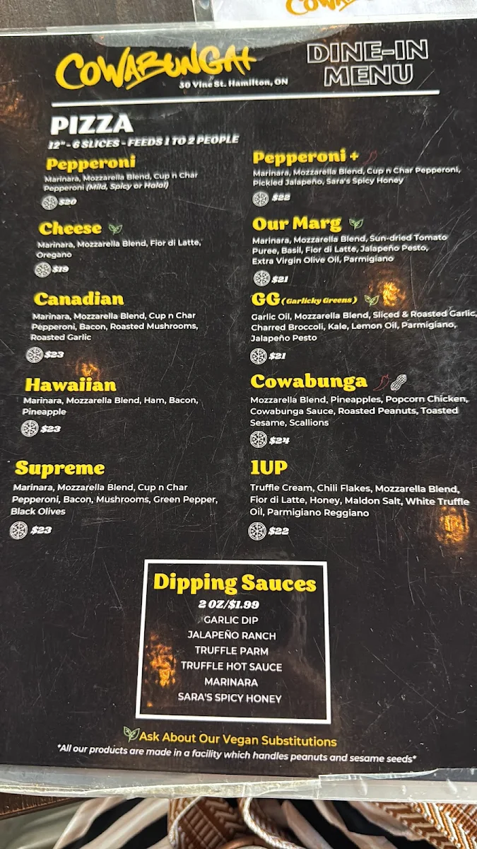 Menu, Cowabunga+