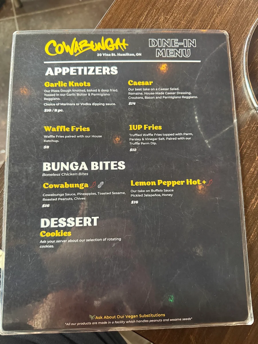 Menu, Cowabunga+