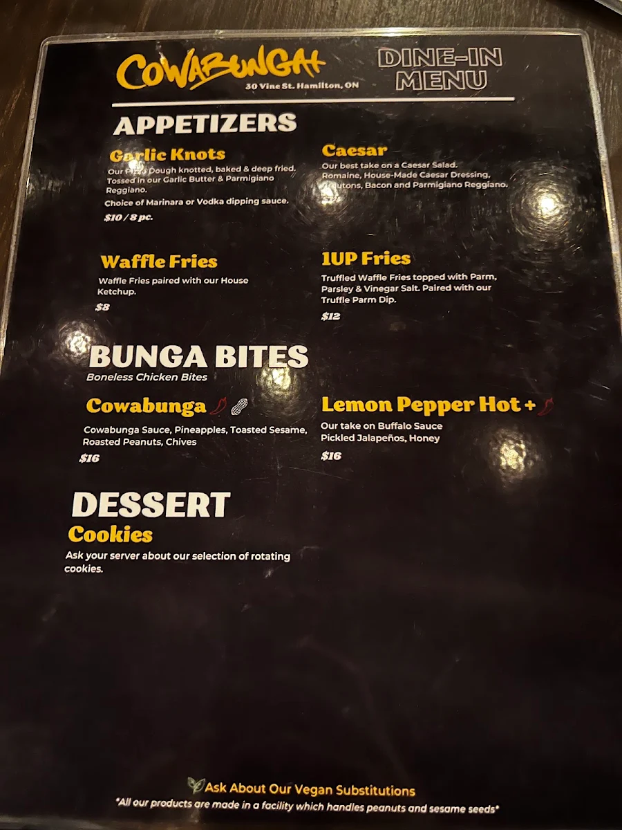 Menu, Cowabunga+