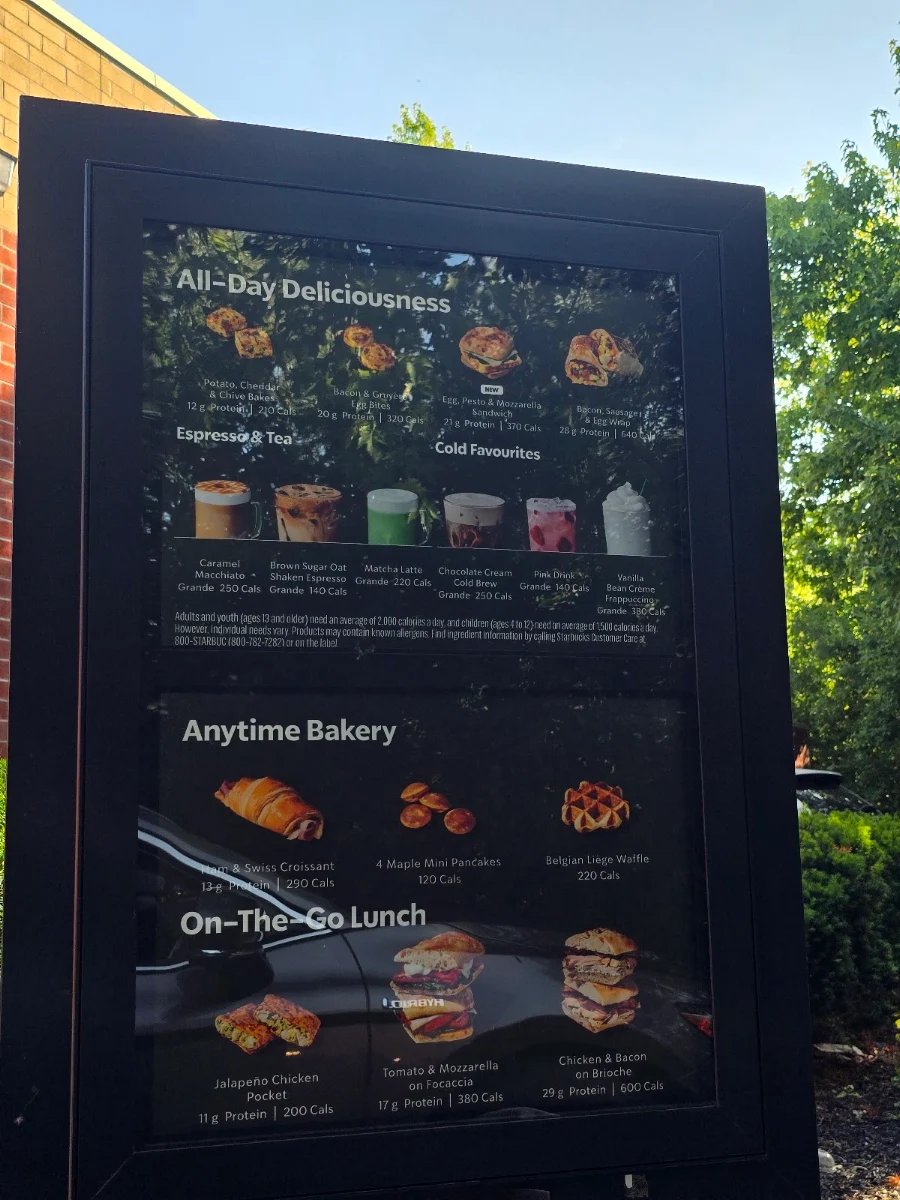 Menu, Starbucks Coffee Company