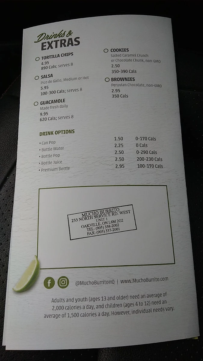 Menu, Starbucks Coffee Company