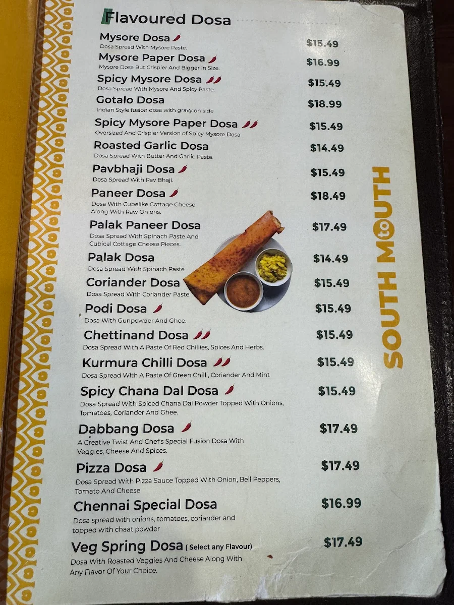 Menu, Indian Spice