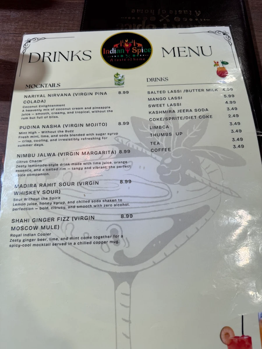 Menu, Indian Spice