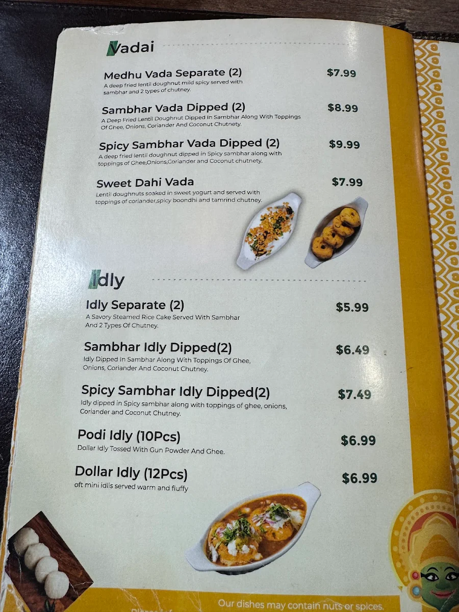 Menu, Indian Spice