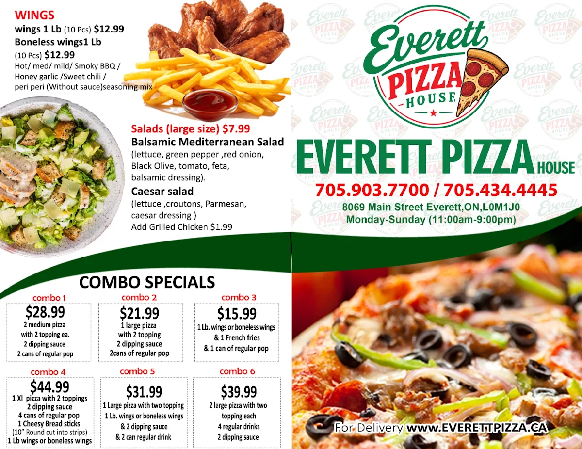Menu, Everett Pizza House