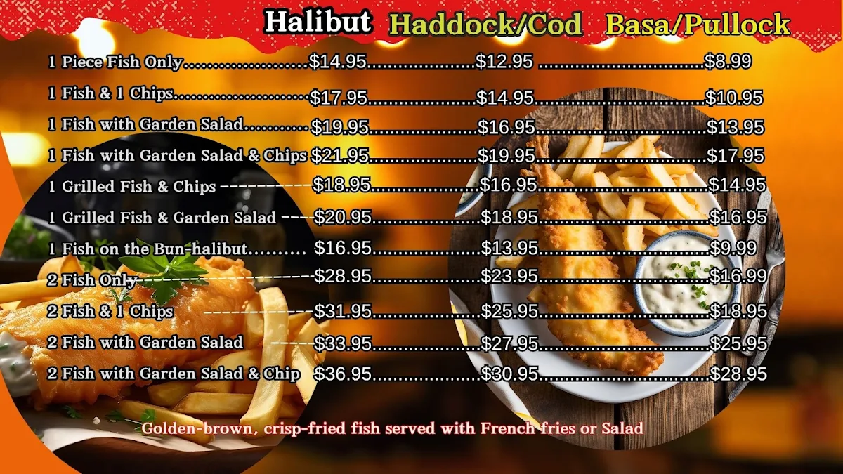 Menu, Captain Neel's Fish & Chips