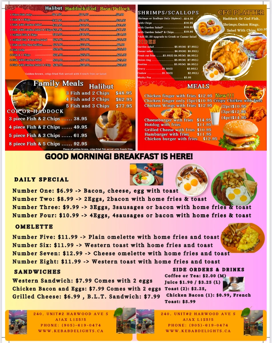 Menu, Captain Neel's Fish & Chips
