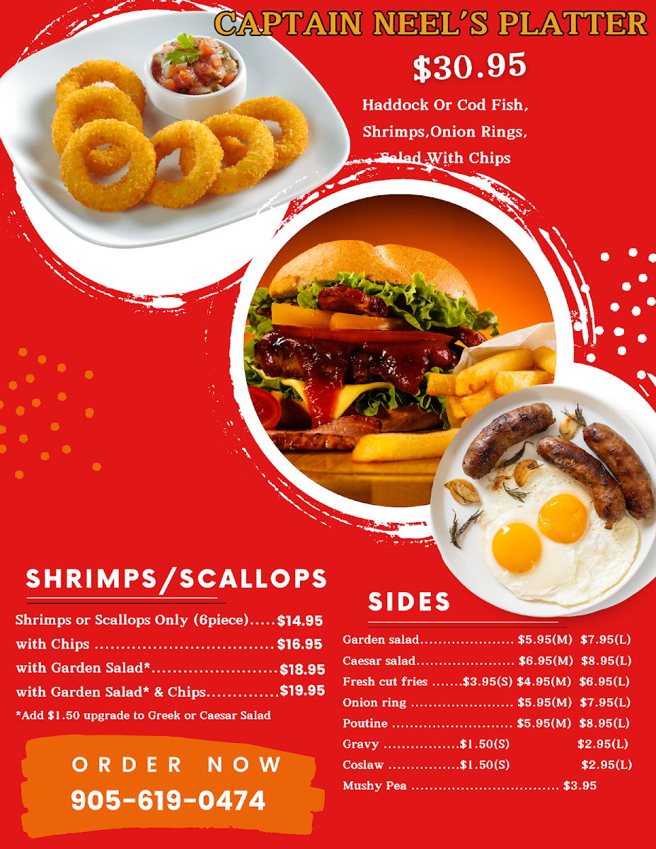 Menu, Captain Neel's Fish & Chips