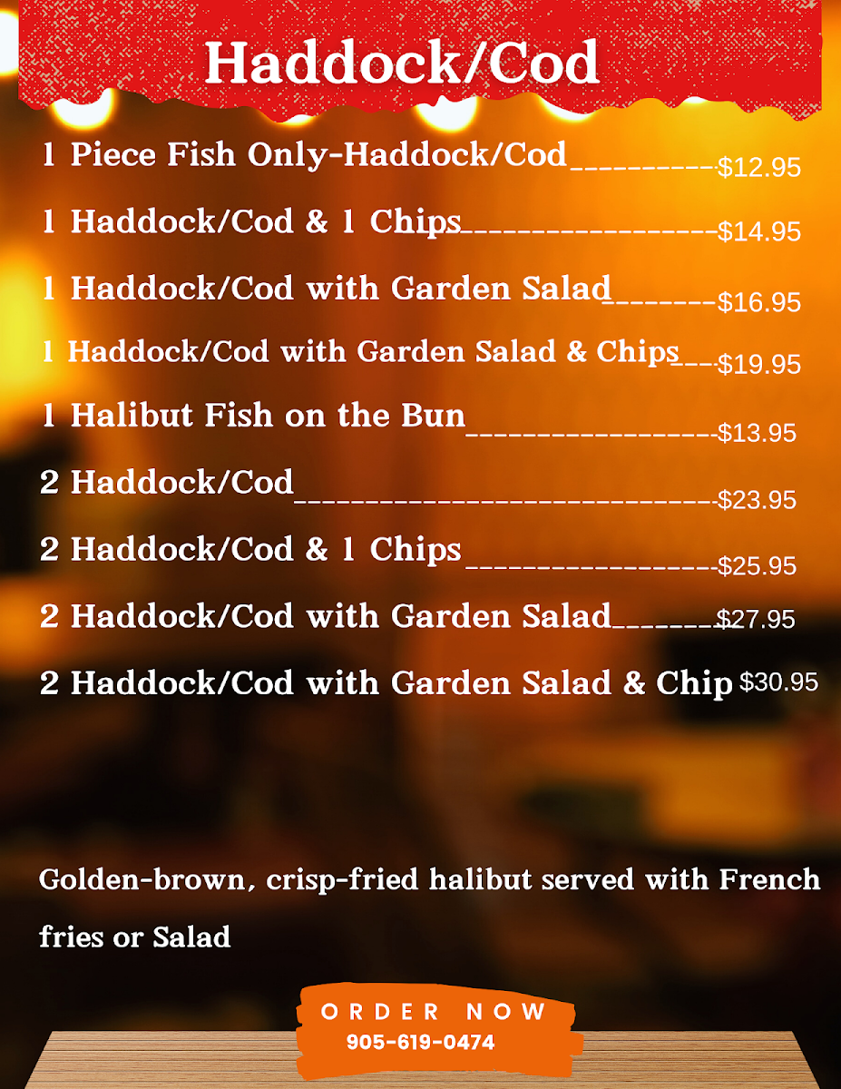 Menu, Captain Neel's Fish & Chips