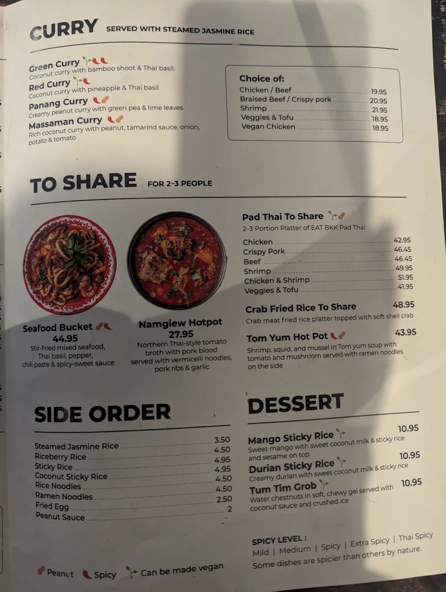 Menu, EAT BKK Thai Kitchen & Bar (Steeles)