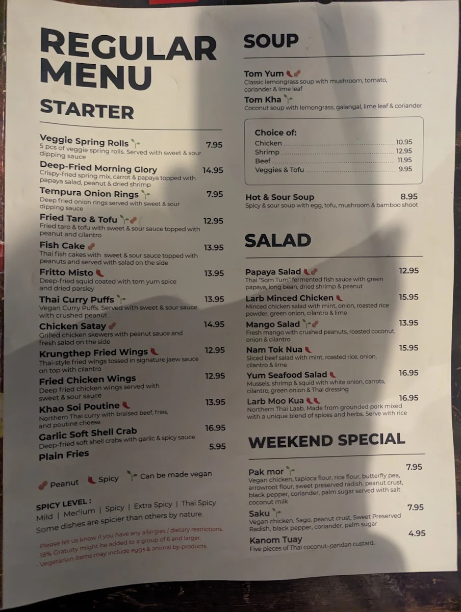 Menu, EAT BKK Thai Kitchen & Bar (Steeles)