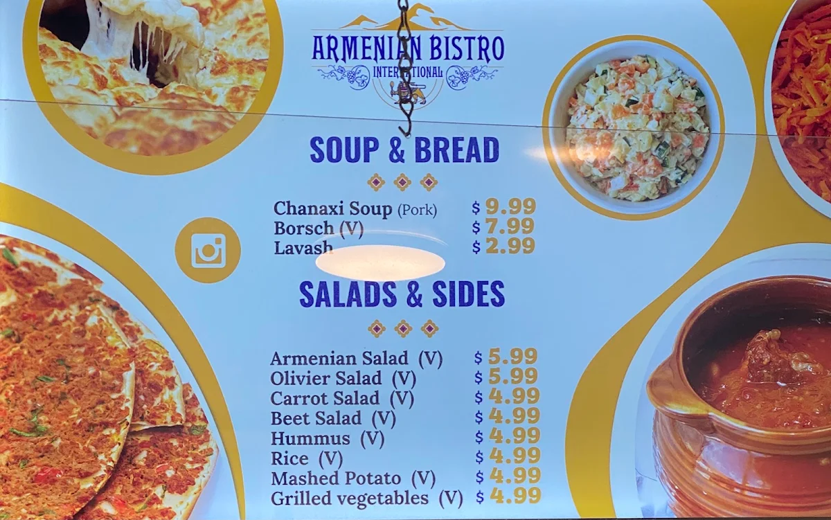 Menu, Armenian Bistro
