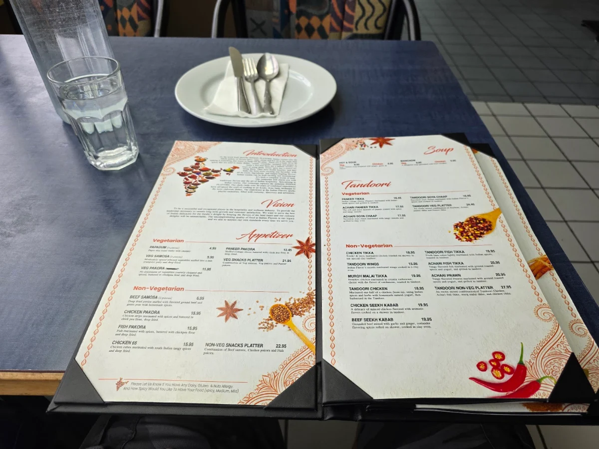 Menu, Indian Flavors Restaurant - Golden