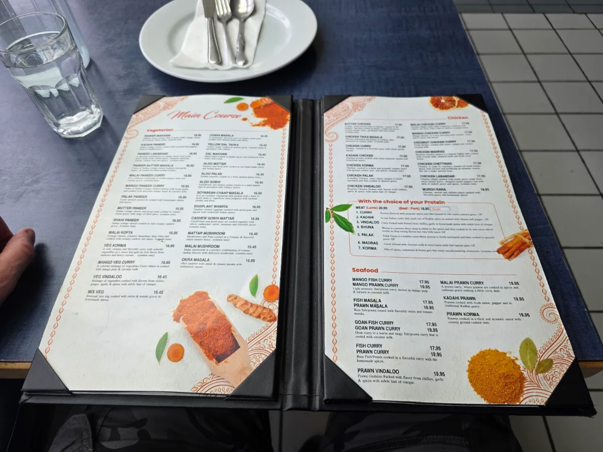 Menu, Indian Flavors Restaurant - Golden