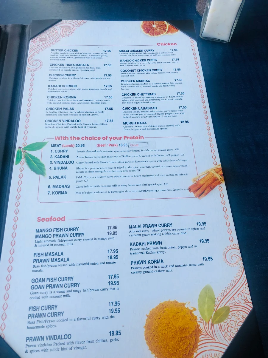 Menu, Indian Flavors Restaurant - Golden
