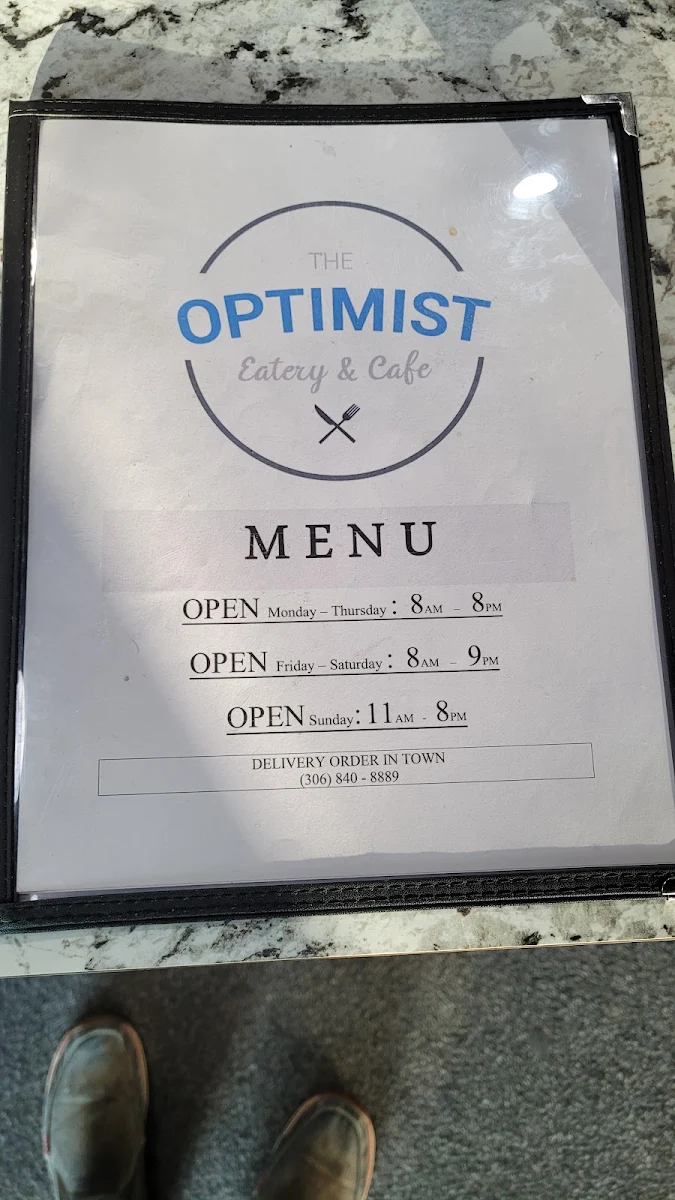 Menu, The Optimist Eatery & Cafe