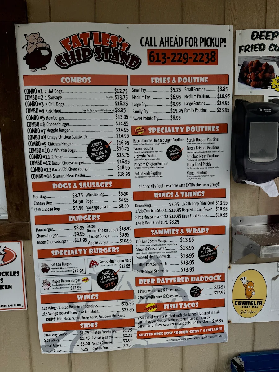 Menu, Fat Les's Chip Stand